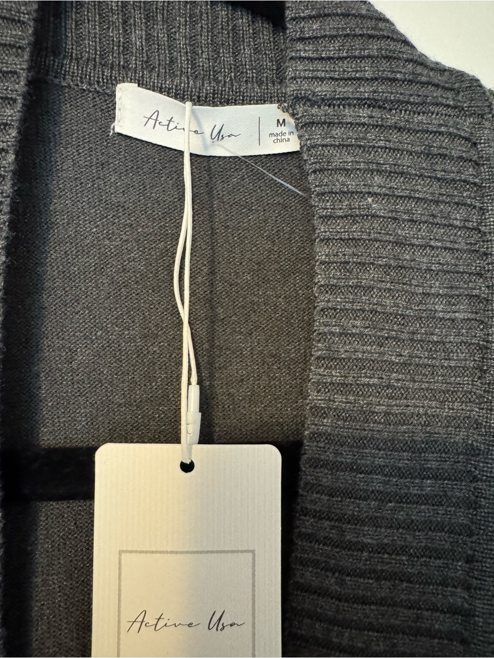Active USA Rib-Banded Open Cardigan - Picture 3 of 5